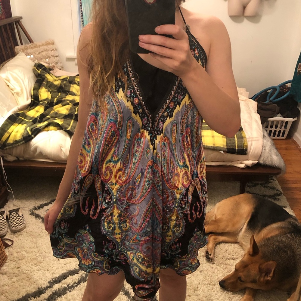 Silky swimsuit coverup dress psychedelic trippy